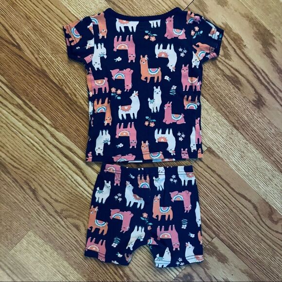 Carters Blue & Pink Llama Print Cotton Pajama Shorts & Matching Top Size 2 T - Picture 5 of 8